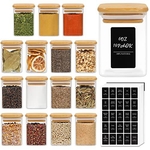 Glass Spice Storage Canisters with Bamboo Lid 6oz