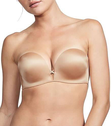  Victorias Secret Bombshell Strapless Push Up Bra, Add 2 Cups,  Plunge Bra, Padded Bra Adjustable Straps, Strapless Push Up Bras For Women,  Very Sexy Collection, Beige