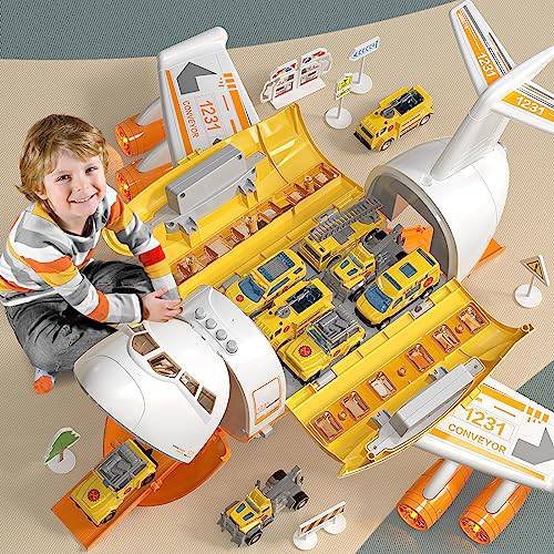 Toddler Airplane Toys with Transport Cargo Airplane and 4