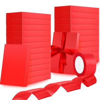 Qilery 24 Pcs Large Gift Boxes with Lids 14.5 x 9.5 x 2 Inch Shirt Boxes  for Sweaters or Robes with 1 Roll Ribbon Shirt Gift Boxes for Christmas  Holidays Birthdays and More (Red) Auction